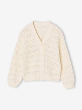 -Gilet fille maille ajourée