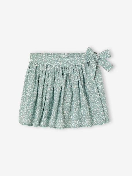 Printed Skort for Girls aqua green+ecru - vertbaudet enfant 