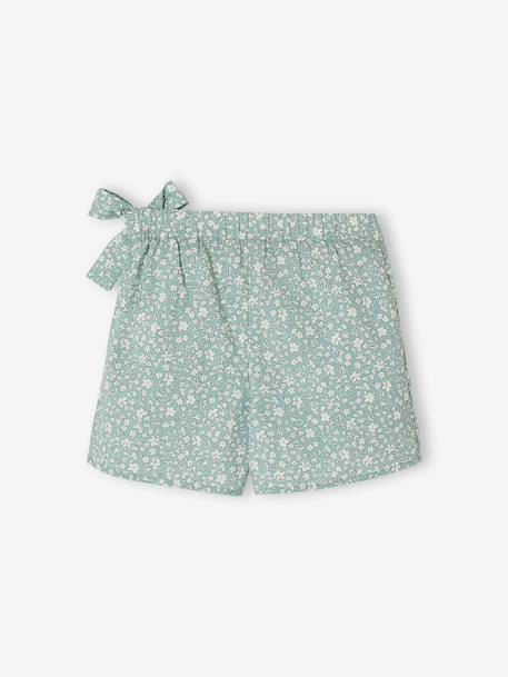 Printed Skort for Girls aqua green+ecru - vertbaudet enfant 