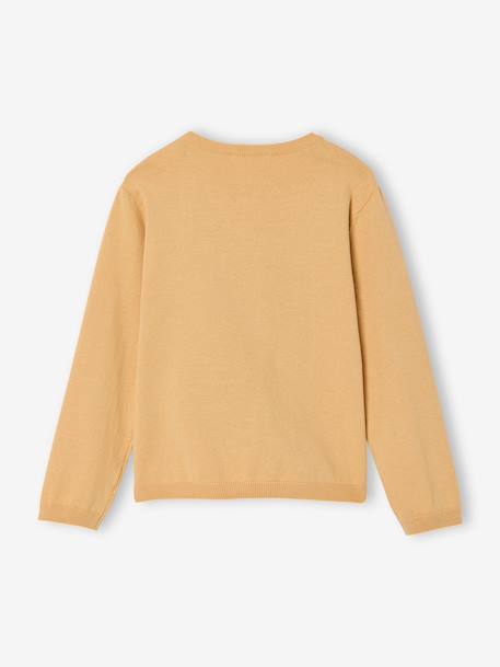 Fine Knit Basics Cardigan for Girls anthracite+dusky pink+emerald green+grey blue+marl beige+navy blue+sweet pink+vanilla+yellow - vertbaudet enfant 
