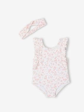 Bébé-Maillot de bain, accessoires de plage-Ensemble de bain bébé maillot et bandeau