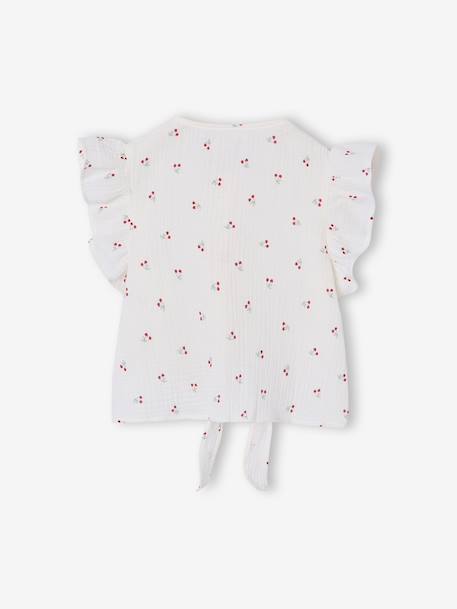 Blouse with Frilly Sleeves for Girls vanilla - vertbaudet enfant 