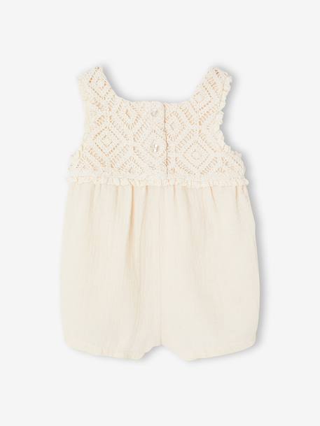 Crochet playsuit for baby girls vanilla - vertbaudet enfant 