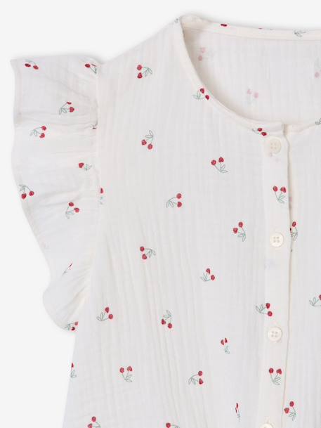 Blouse with Frilly Sleeves for Girls vanilla - vertbaudet enfant 