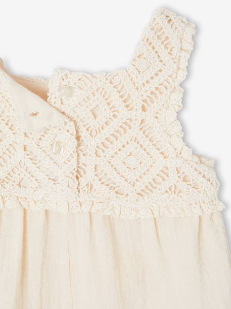 Crochet playsuit for baby girls vanilla - vertbaudet enfant 