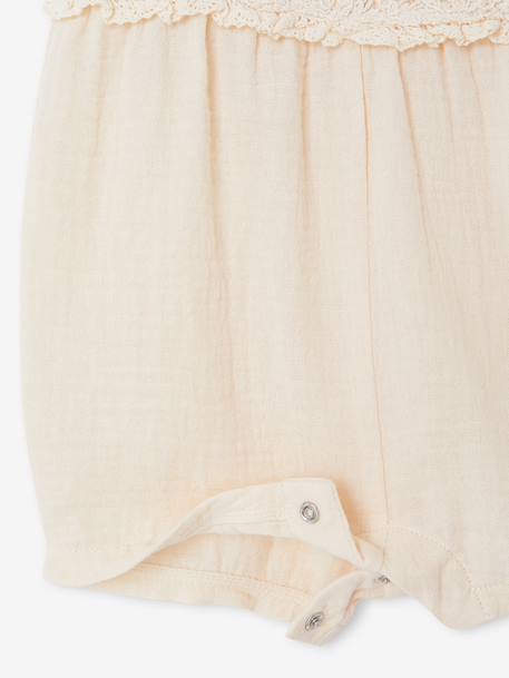 Crochet playsuit for baby girls vanilla - vertbaudet enfant 