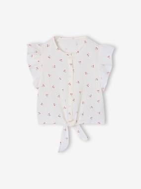 -Blouse fille manches volantées