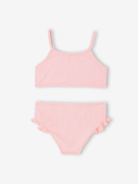 Striped 2-Piece Swimsuit for Girls coral - vertbaudet enfant 