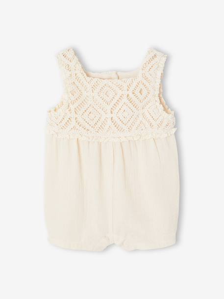 Crochet playsuit for baby girls vanilla - vertbaudet enfant 