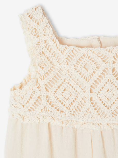 Crochet playsuit for baby girls vanilla - vertbaudet enfant 