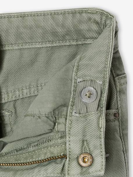Embroidered girl's mom fit trouser grey green+rosy - vertbaudet enfant 