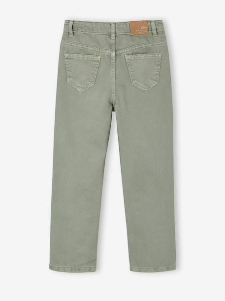 Embroidered girl's mom fit trouser grey green+rosy - vertbaudet enfant 