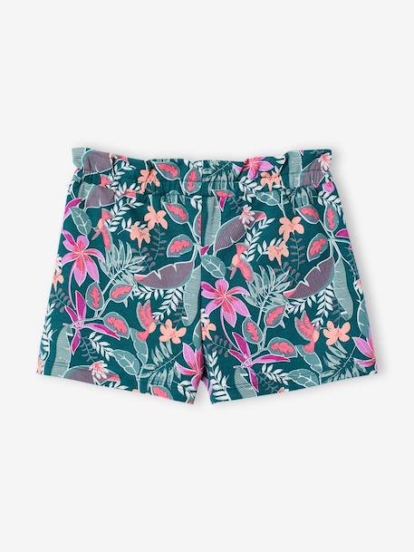 Pack of 2 Pairs of Shorts for Girls aqua green+navy blue+tangerine - vertbaudet enfant 