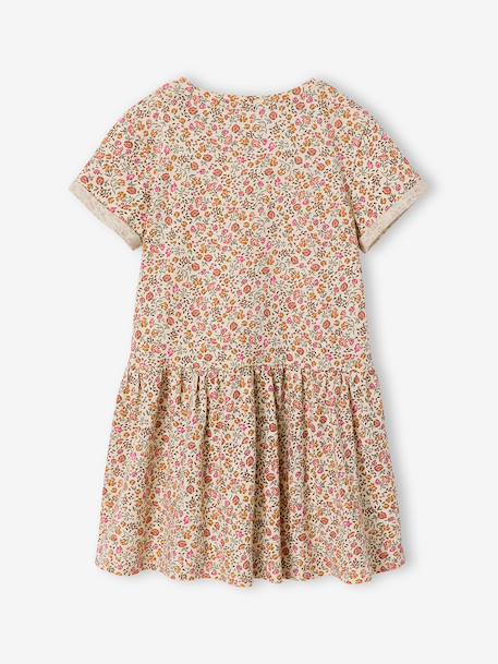 Robe imprimée fille manches courtes beige imprimé+multicolore+rose nude+vert de gris+vert imprimé - vertbaudet enfant 