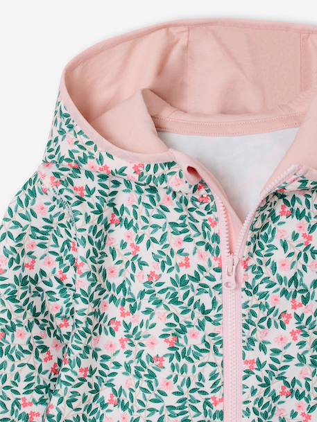 Girl's zipped sportswear sweatshirt ecru - vertbaudet enfant 