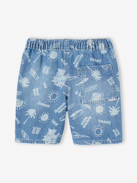 Easy-to-Slip-On Denim Bermuda Shorts for Boys denim grey+double stone+printed blue+stone+striped blue - vertbaudet enfant 