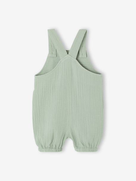 Cotton Gauze Dungarees, Lined, for Newborn Babies aqua green+beige+bleached denim - vertbaudet enfant 