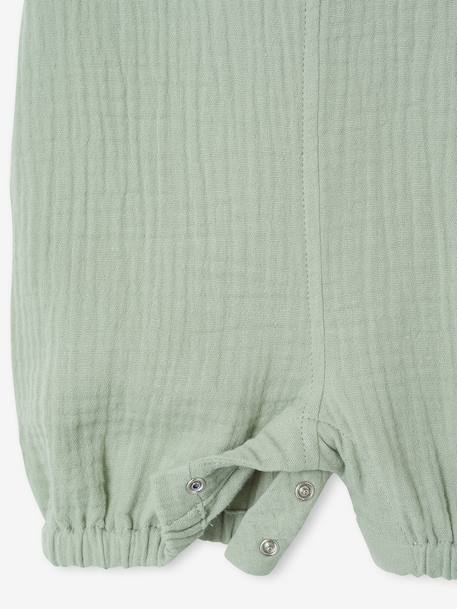 Cotton Gauze Dungarees, Lined, for Newborn Babies aqua green+beige+bleached denim - vertbaudet enfant 
