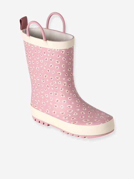 Wellies in Printed Natural Rubber for Children printed beige+printed pink - vertbaudet enfant 