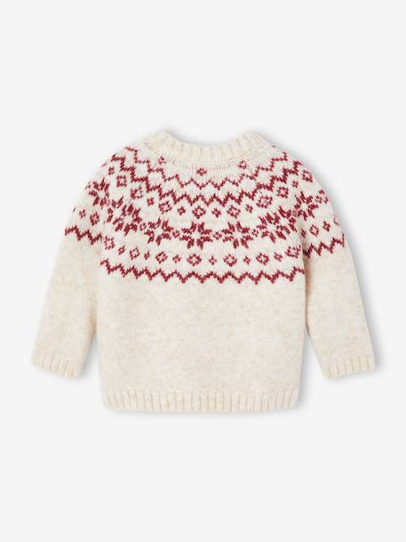 Baby Christmas jacquard jumper family capsule ecru - vertbaudet enfant 