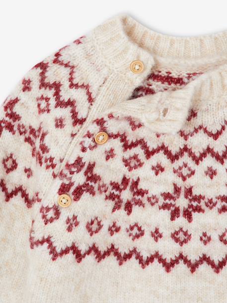 Baby Christmas jacquard jumper family capsule ecru - vertbaudet enfant 