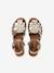 Leather Sandals with Hook-&-Loop Straps for Children ecru+gold - vertbaudet enfant 