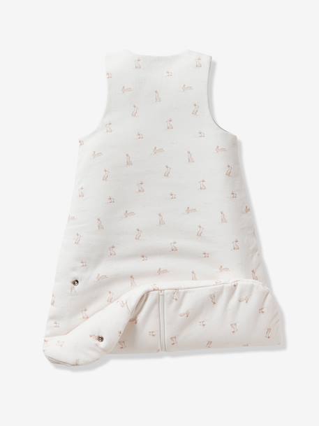 Sleeveless Sleeping Bag with Central Opening in Organic Cotton for Babies, LAPIN AOP printed white - vertbaudet enfant 