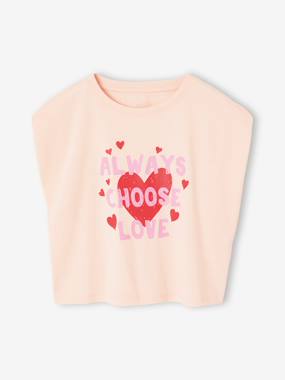 Girls-Tops-T-Shirts-Girls' cropped t-shirt with short, padded sleeves 