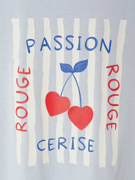 Tee-shirt fille cropped manches courtes épaulées bleu pâle+rose pâle - vertbaudet enfant 