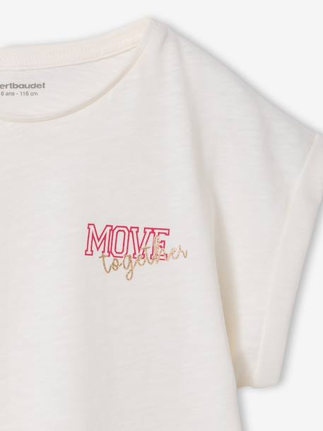 Sportswear T-Shirt for Girls ecru+sage green - vertbaudet enfant 