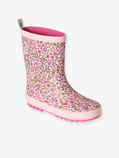 Printed Natural Rubber Wellies for Children, Designed for Autonomy printed blue+printed pink+set pink - vertbaudet enfant 