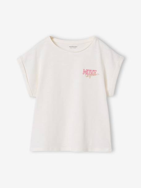 Sportswear T-Shirt for Girls ecru+sage green - vertbaudet enfant 