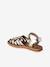 Hook-&-Loop Leather Sandals for Children, Designed for Autonomy ecru+gold - vertbaudet enfant 