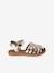 Hook-&-Loop Leather Sandals for Children, Designed for Autonomy ecru+gold - vertbaudet enfant 