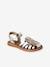 Hook-&-Loop Leather Sandals for Children, Designed for Autonomy ecru+gold - vertbaudet enfant 