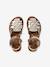 Hook-&-Loop Leather Sandals for Children, Designed for Autonomy ecru+gold - vertbaudet enfant 