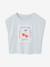 Girls' cropped t-shirt with short, padded sleeves pale blue+pale pink - vertbaudet enfant 