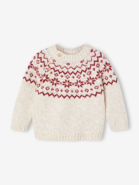 Baby Christmas jacquard jumper family capsule ecru - vertbaudet enfant 