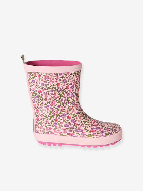 Printed Natural Rubber Wellies for Children, Designed for Autonomy printed blue+printed pink+set pink - vertbaudet enfant 