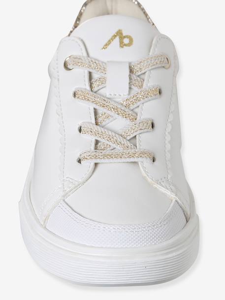 Synthetic Trainers with Laces, for Girls printed white - vertbaudet enfant 