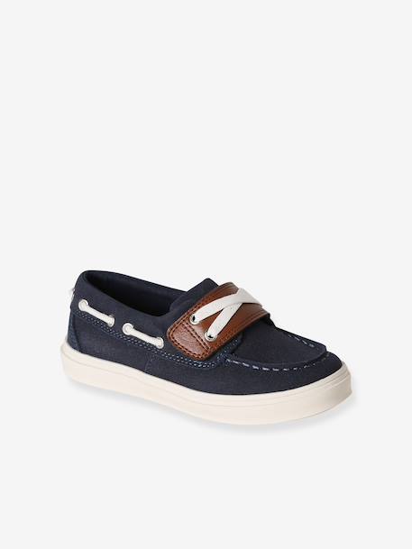 Boat Shoes with Hook-&-Loop Fasteners for Boys navy blue - vertbaudet enfant 