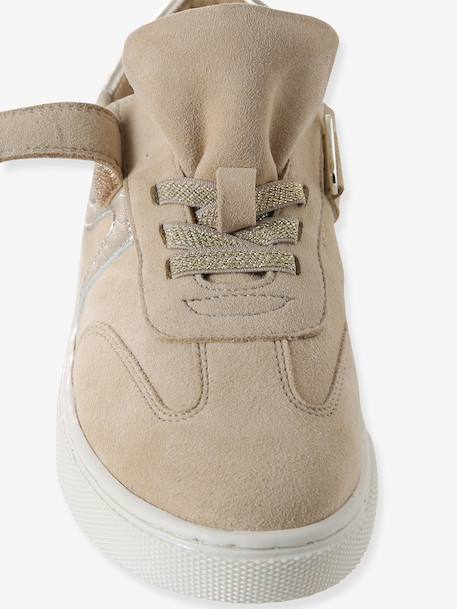 Girls' leather trainers with zip and laces brown - vertbaudet enfant 