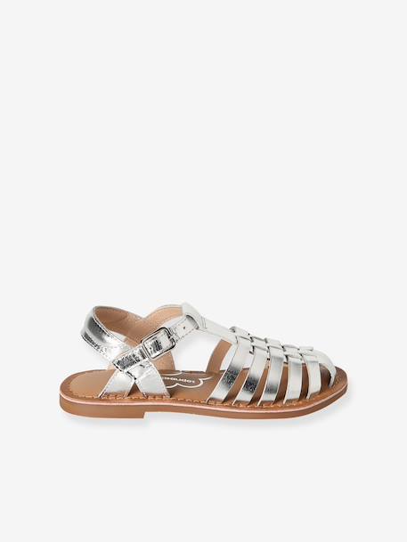 Leather Sandals for Children, Designed for Autonomy gold+silver - vertbaudet enfant 