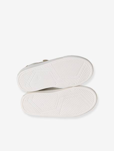 Hook-and-Loop Leather Trainers for Children, Designed for Autonomy ecru+printed white - vertbaudet enfant 