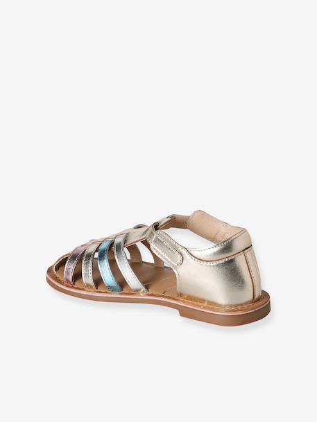 Leather buckle sandals for children gold - vertbaudet enfant 