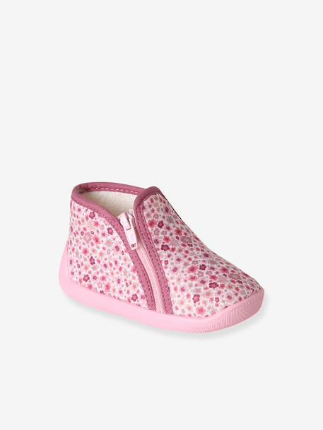 Chaussons zippés bébé fabriqués en France rose imprimé - vertbaudet enfant 