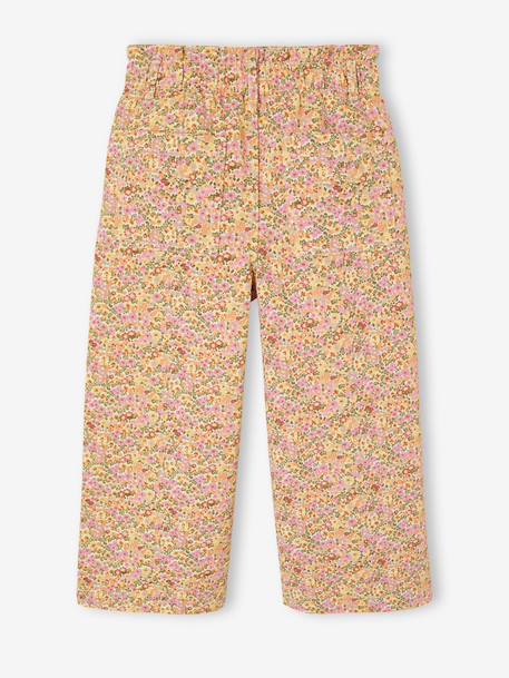 Wide-leg paperbag leopard print trousers for girls beige+chocolate+multicoloured+vanilla - vertbaudet enfant 