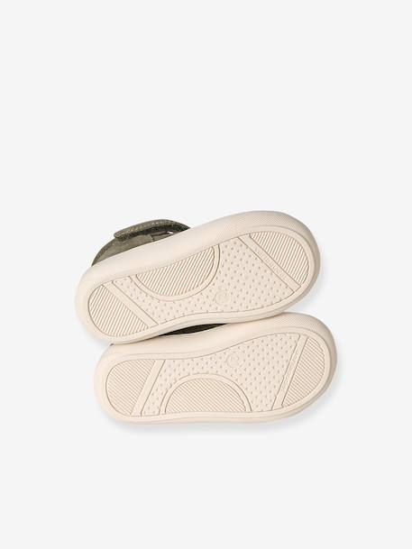 Leather Sandals with Hook-&-Loop Fastening for Babies, Designed for First Steps khaki+navy blue - vertbaudet enfant 