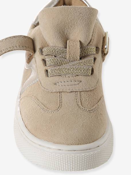 Elasticated leather trainers for children brown - vertbaudet enfant 