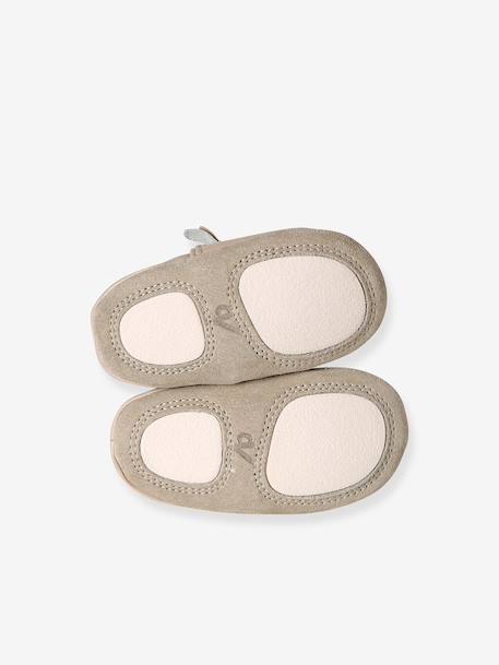 Elasticated Leather Slippers for Babies golden beige - vertbaudet enfant 